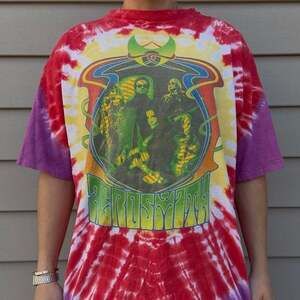 Vintage Aerosmith 2002 Girls of Summer Tie Dye Tour Tee Shirt, Size XL